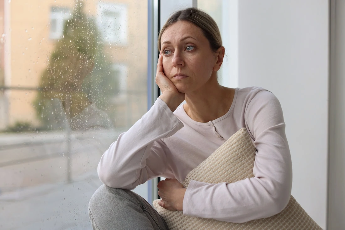 A woman struggles with depression.